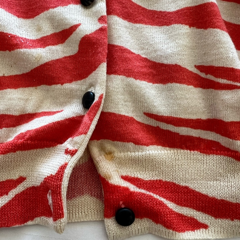 J. Crew Orange/Red Zebra Print Cardigan Size S - Picture 6 of 8